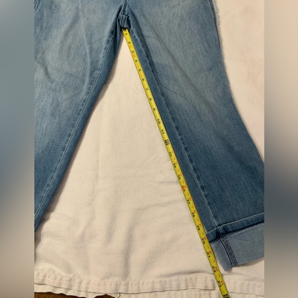 J. Jill Light Blue High Ride Cropped Fringe Jeans. Size 8 - Picture 7 of 11